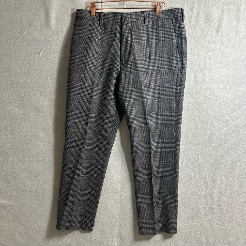J.Crew Men’s size 33x27 Ludlow Suit Pant 85% wool 15% cashmere plaid grey black